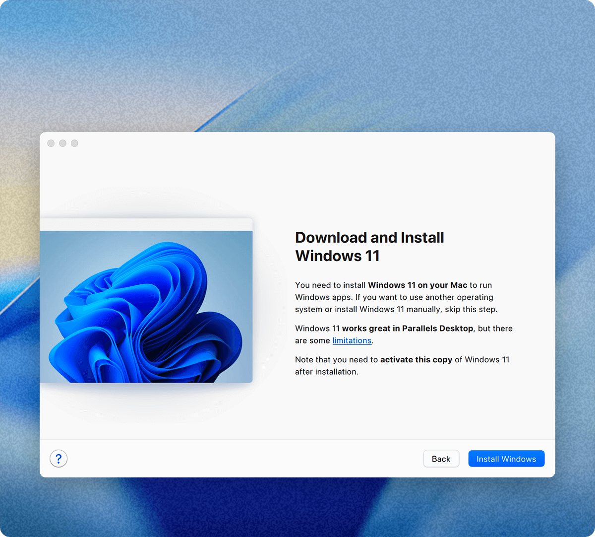 单击两次，即可在 Mac 上下载、安装和配置 Windows 11。